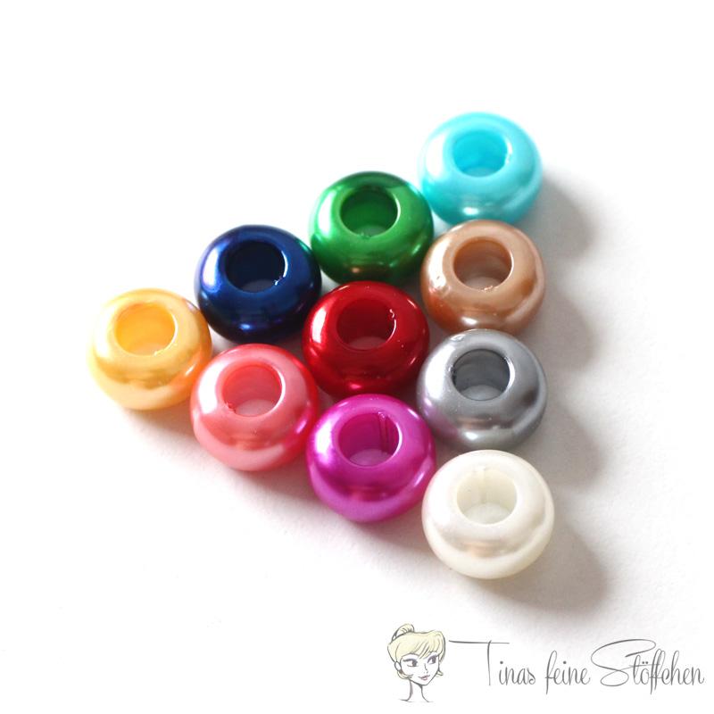 10 pieces shimmering hoodie beads mixed color, Ø ca. 12mm - pull through ca. 6mm