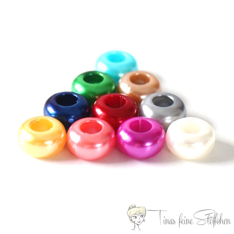 10 pieces shimmering hoodie beads mixed color, Ø ca. 12mm - pull through ca. 6mm