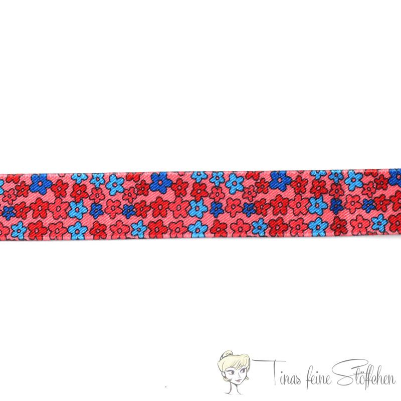 Beautiful elastic band with flower motif - 2,5cm width