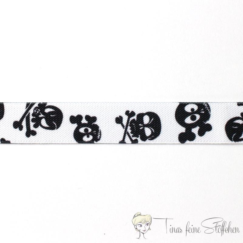 Beautiful elastic band with skulls - 2,5cm width