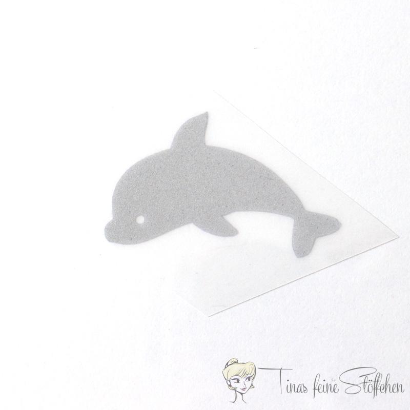 Reflective application for ironing on - little delphin - approx.  5x3cm