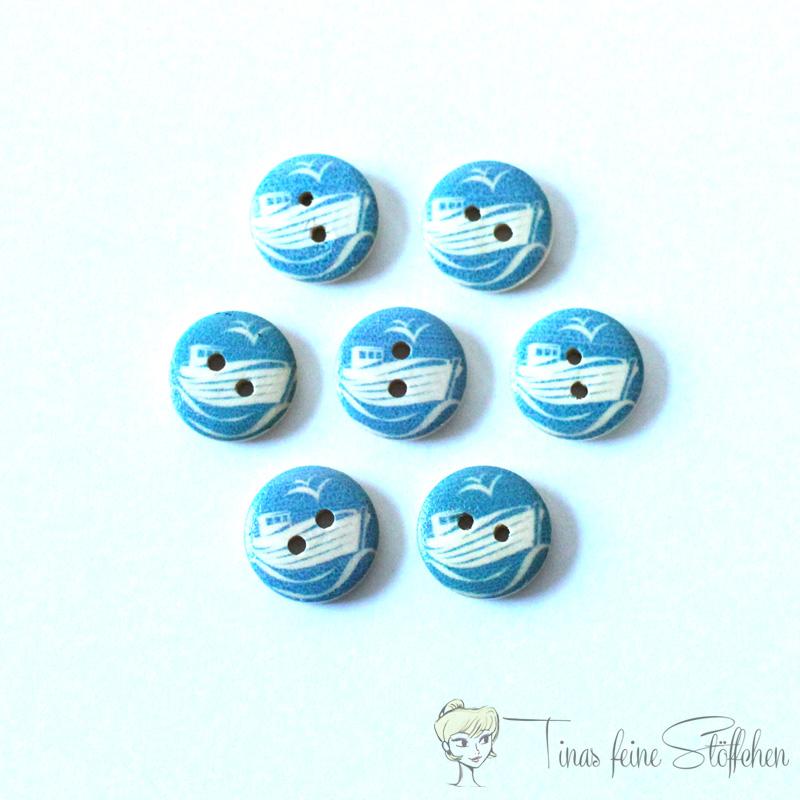 7 pcs. 15mm wooden button with mediterranean motive cabin cruiser