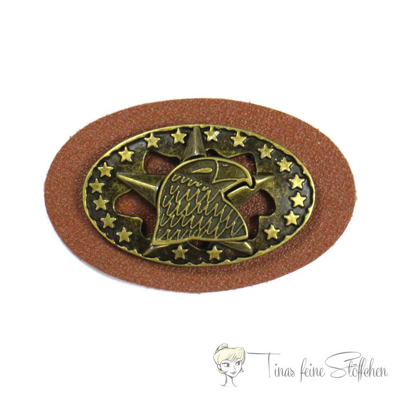 Large solid imitation leather patch with antique-bronze stars and eagle