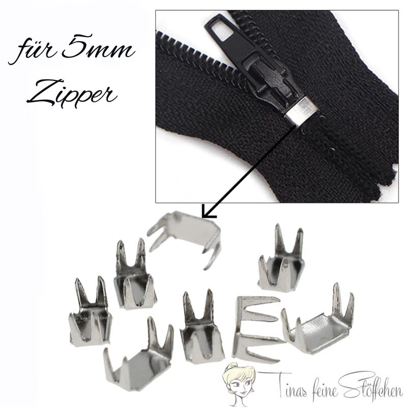 4 Stück Zipper Stopper silber für 5mm Raupe