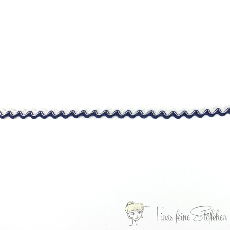 8mm serrated braid bicoloured white-navy