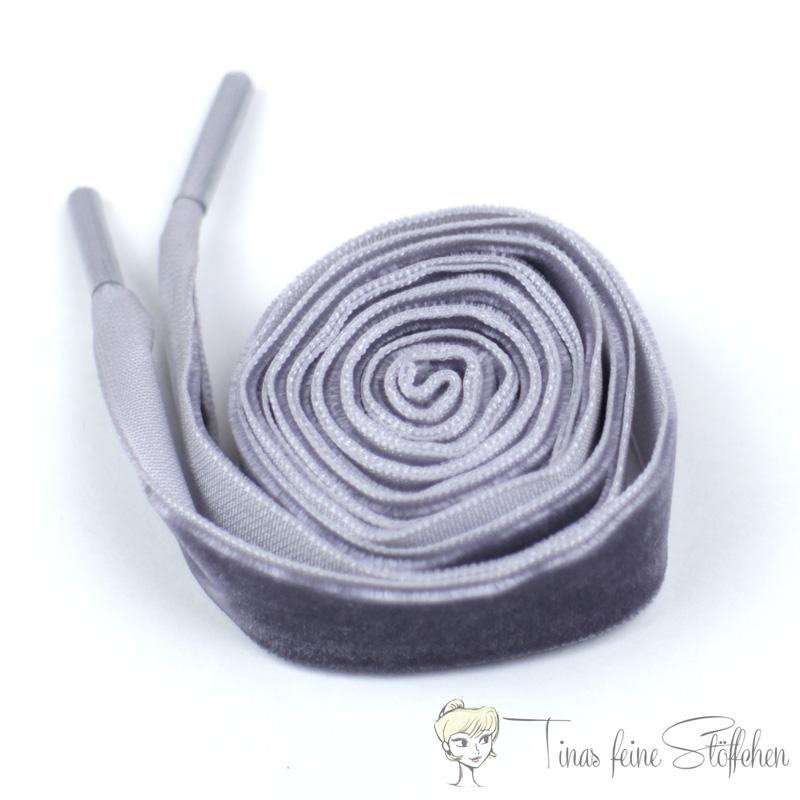 1 piece Satin/Velvet Hoodie ribbon 1,6cm wide and 120 cm long - grey