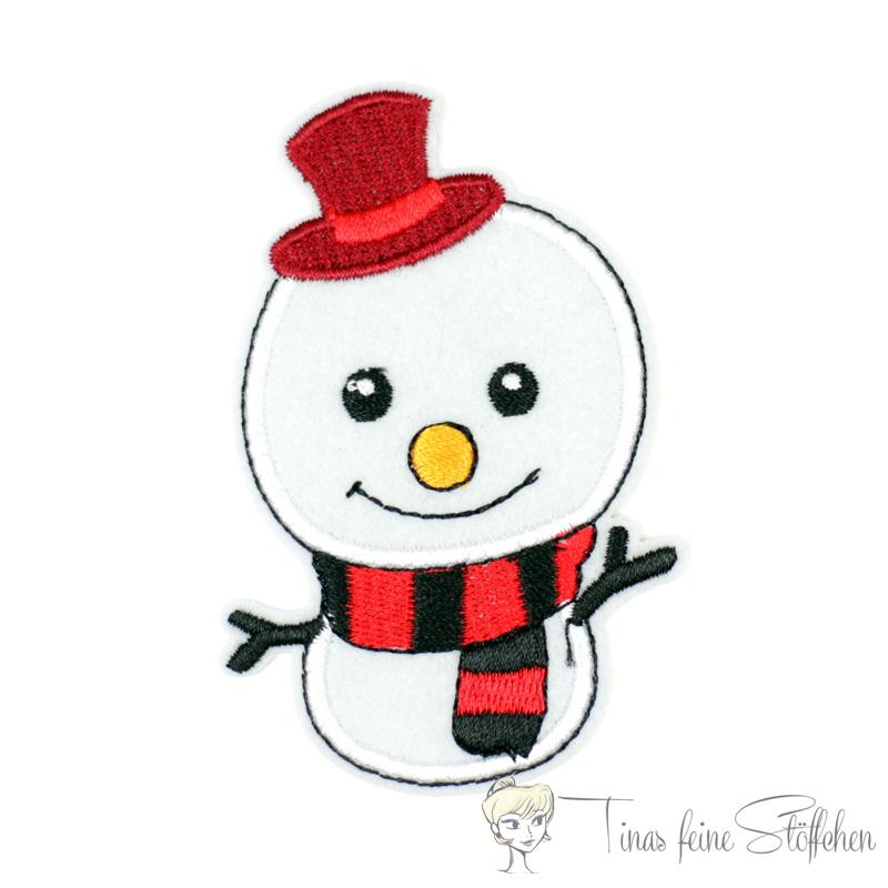 Snowman embroidery iron on application