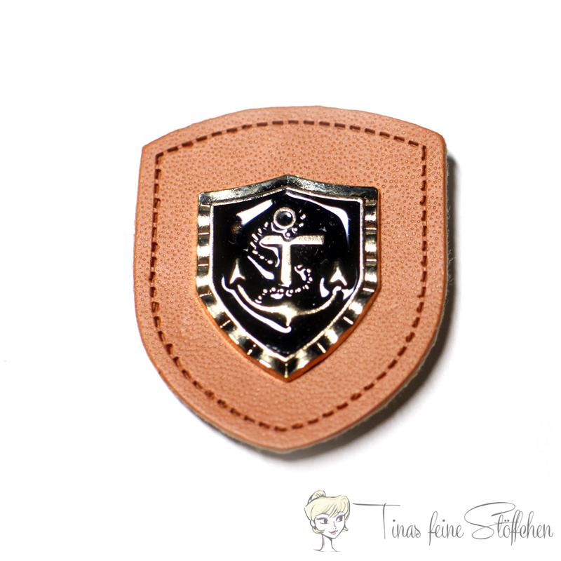 Leatherette patch with anchor - black/gold