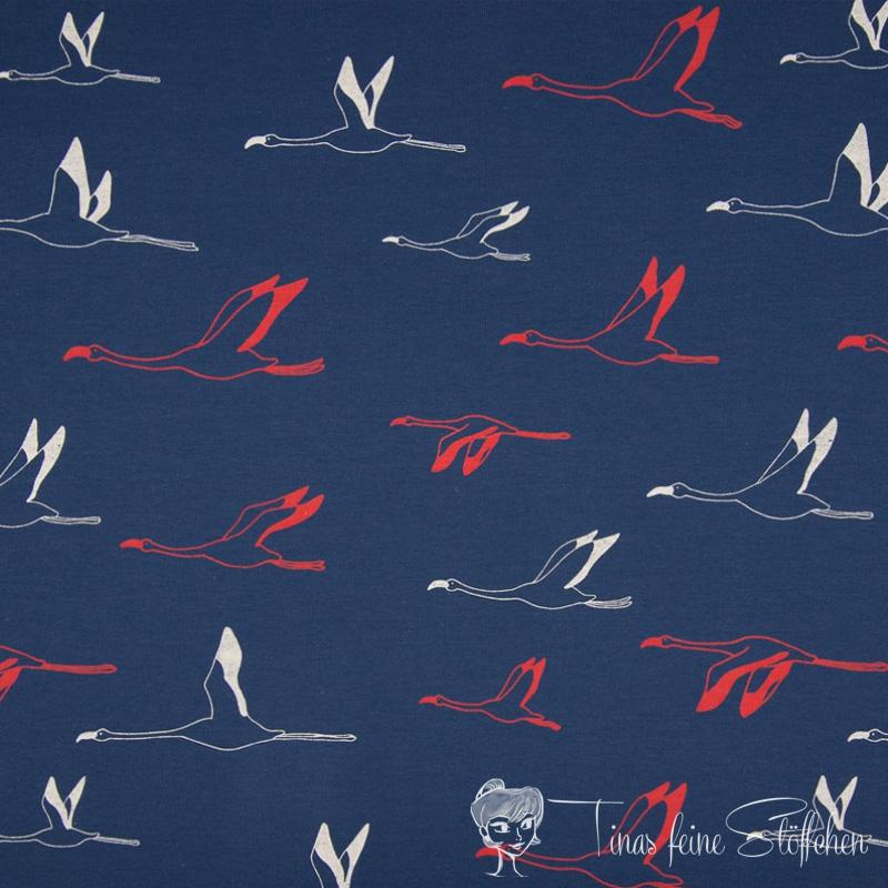 0,5 meter Sommersweat navy with birds