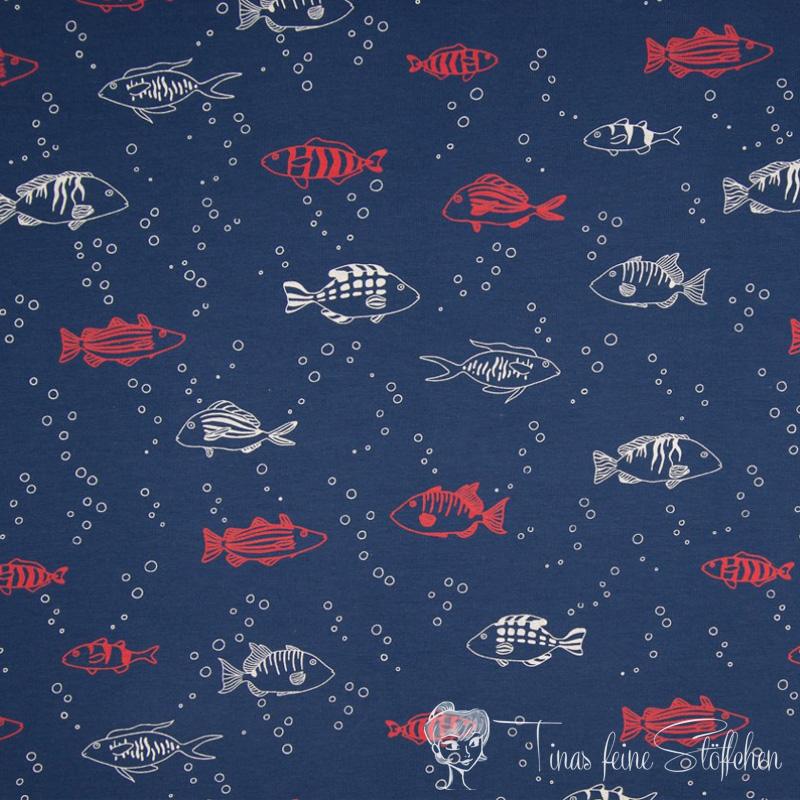 0,5 meter Sommersweat navy with fish