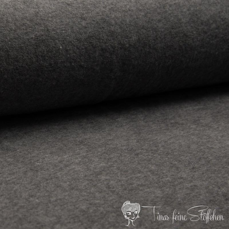 0,5 meter cotton fleece dark grey melange