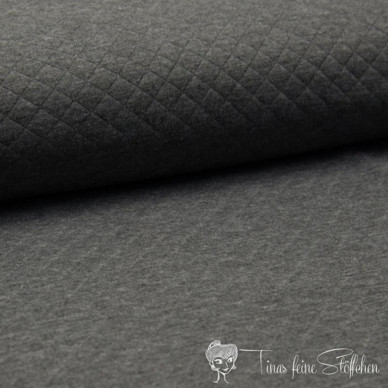 0,5 meter quilted jersey diamond dark grey melange