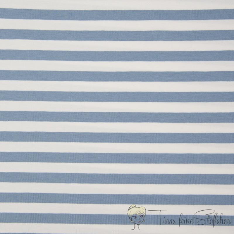 0,5 meter cotton jersey white-blue striped