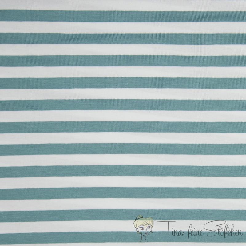 0,5 meter cotton jersey white-mint striped