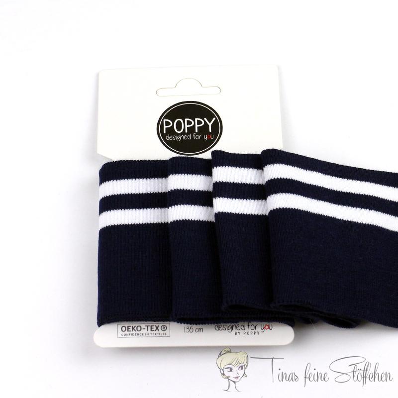 Poppy ready made cuffs navy white striped