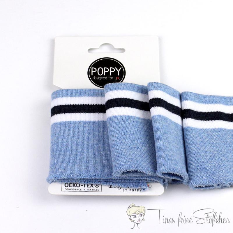 Poppy readymade cuffs light blue melange white black