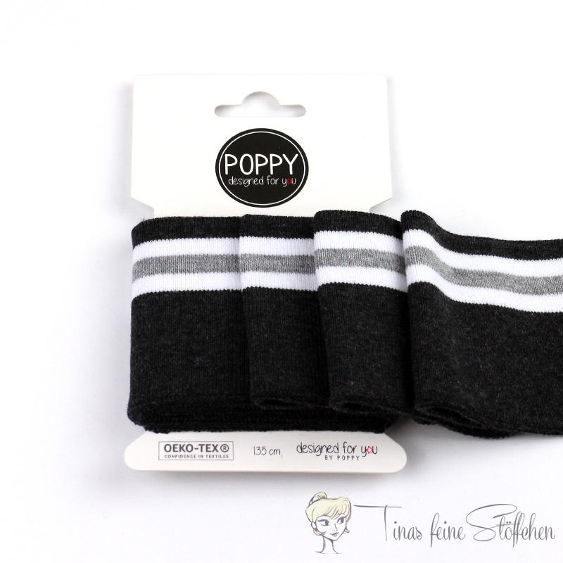 Poppy ready made cuffs black melange white light grey