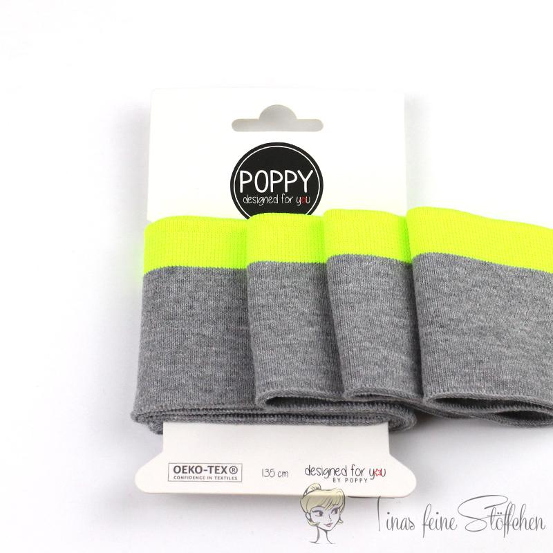 Poppy cuffs light grey melange neon yellow