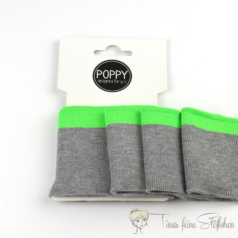 Poppy cuffs light grey melange neon green