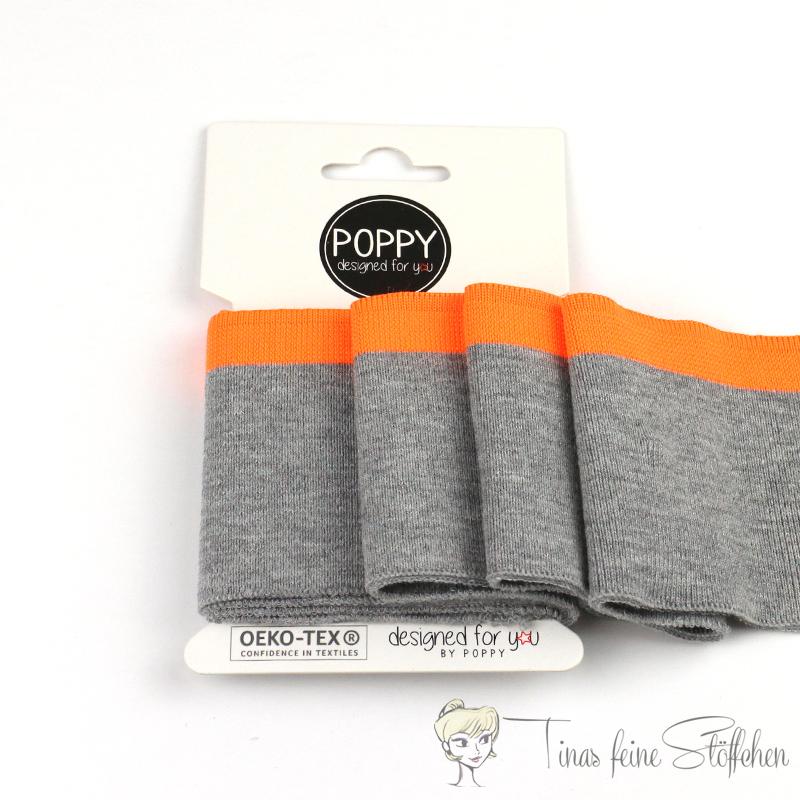 Poppy cuffs light grey melange neonorange