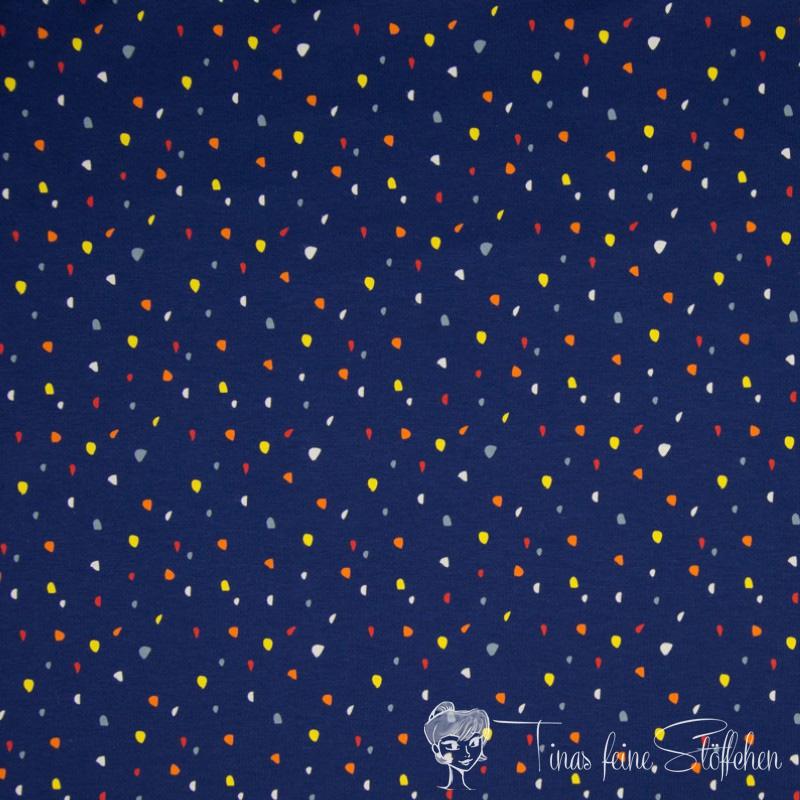 0,5 meter cotton jersey navy with coloured confetti