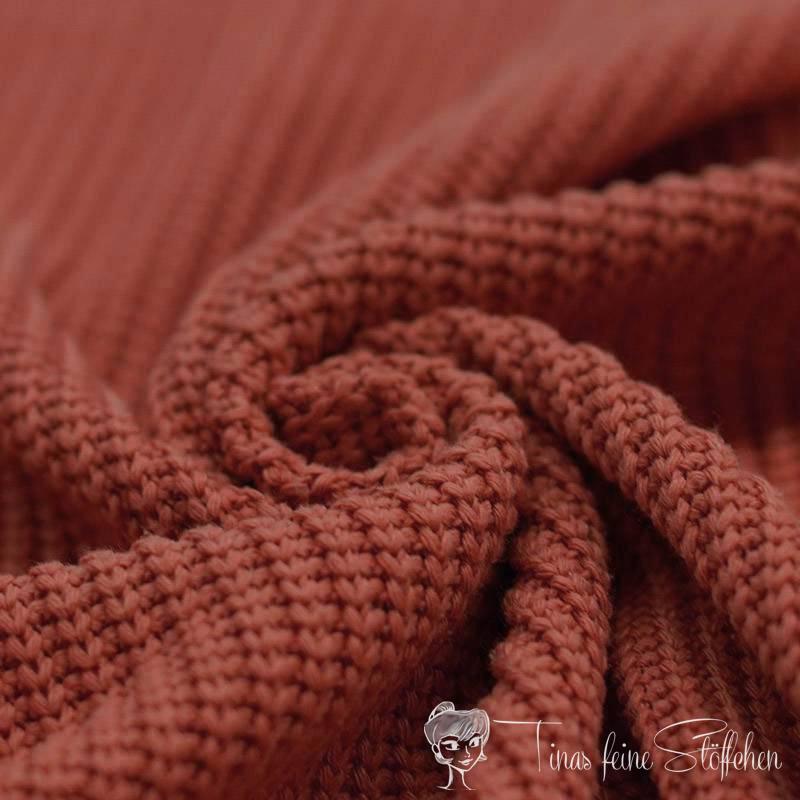 0,5 meter Cotton wide knit - Knit Jacquard -  brick-red