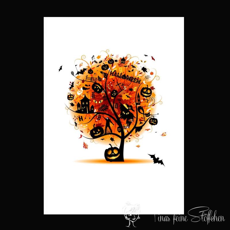 1 piece French Terry Halloween Panel Halloween tree