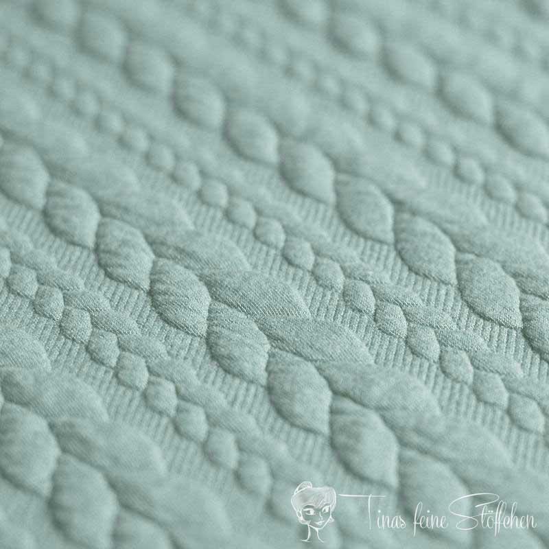 0,5 meter Jacquard knitted fabric with plait pattern sea green