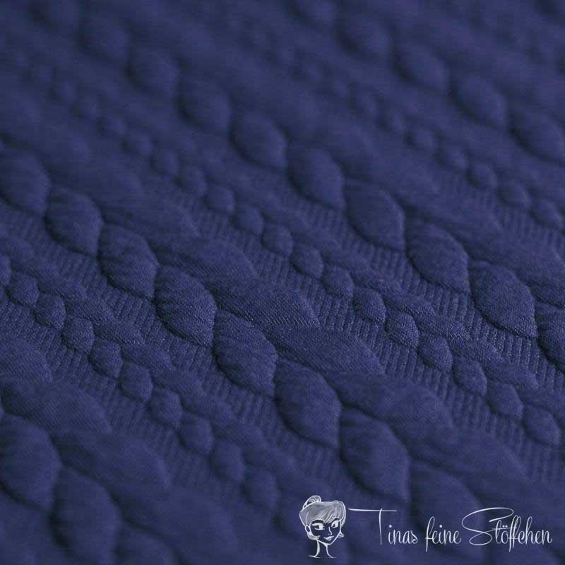 0,5 meter Jacquard knitted fabric with plait pattern kobald blue