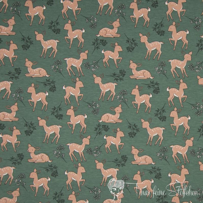 0,5 meter cotton jersey green with bambies