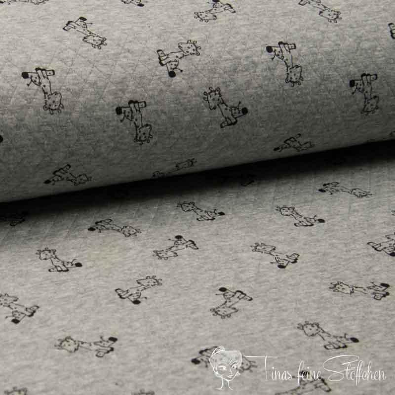 0,5 meter quilted jersey light grey with baby giraffe