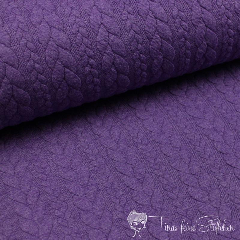 0,5 Meter Jacquard Strickstoff mit Zopfmuster violett