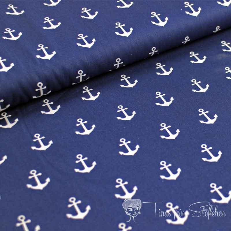 0,5 meter cotton poplin navy with anchor