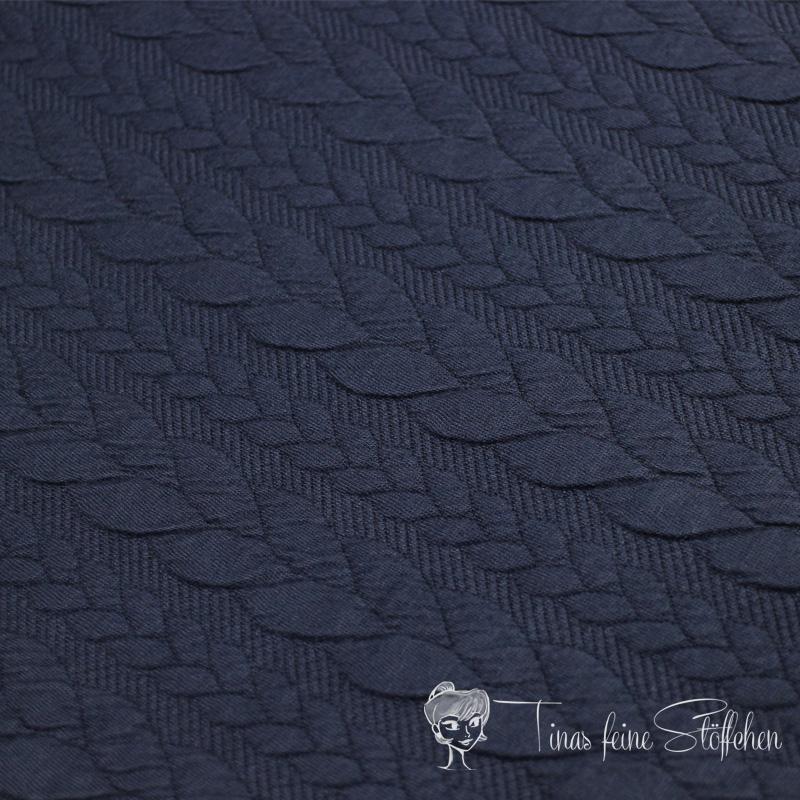 0,5 meter Jacquard knitted fabric with plait pattern Navy