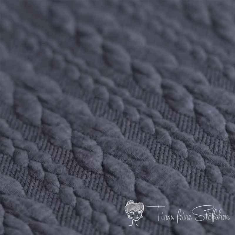 0,5 meter Jacquard knitted fabric with plait pattern Jeans melange