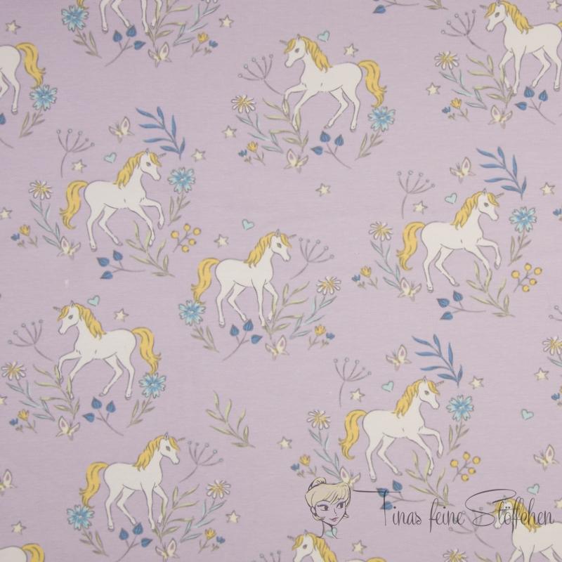 0.5 meter cotton jersey lilac with unicorns