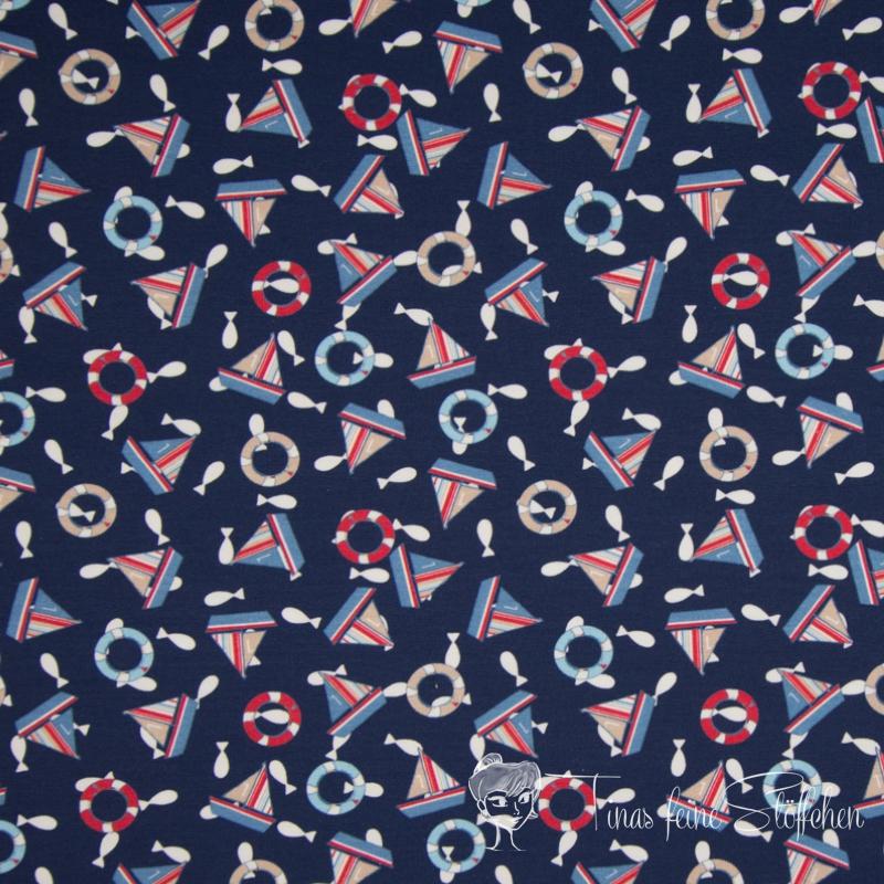 0.5 meter cotton jersey Navy maritime motif