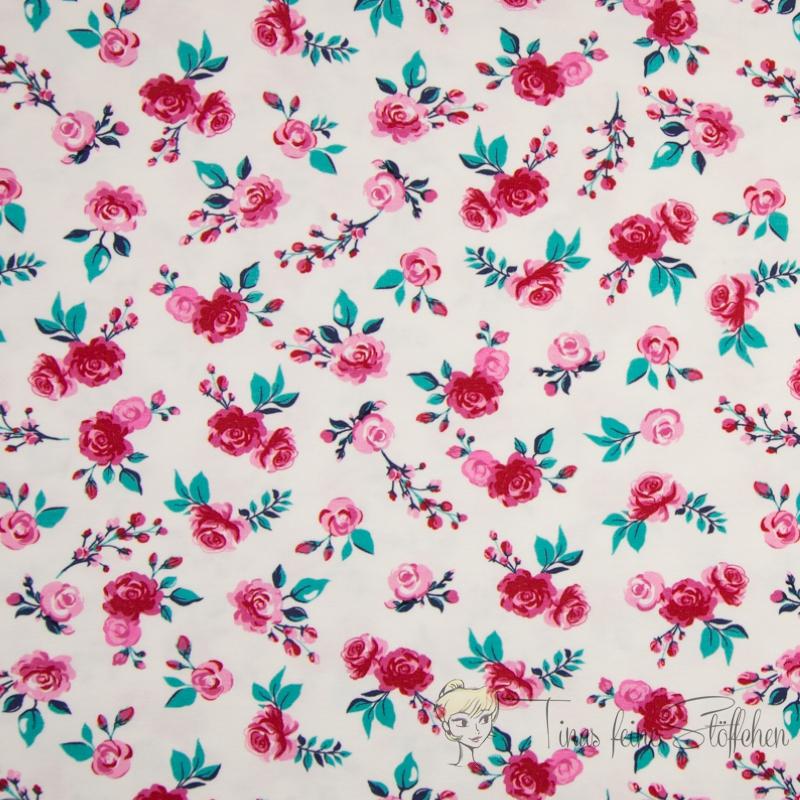 0.5 meter cotton jersey offwhite with red roses