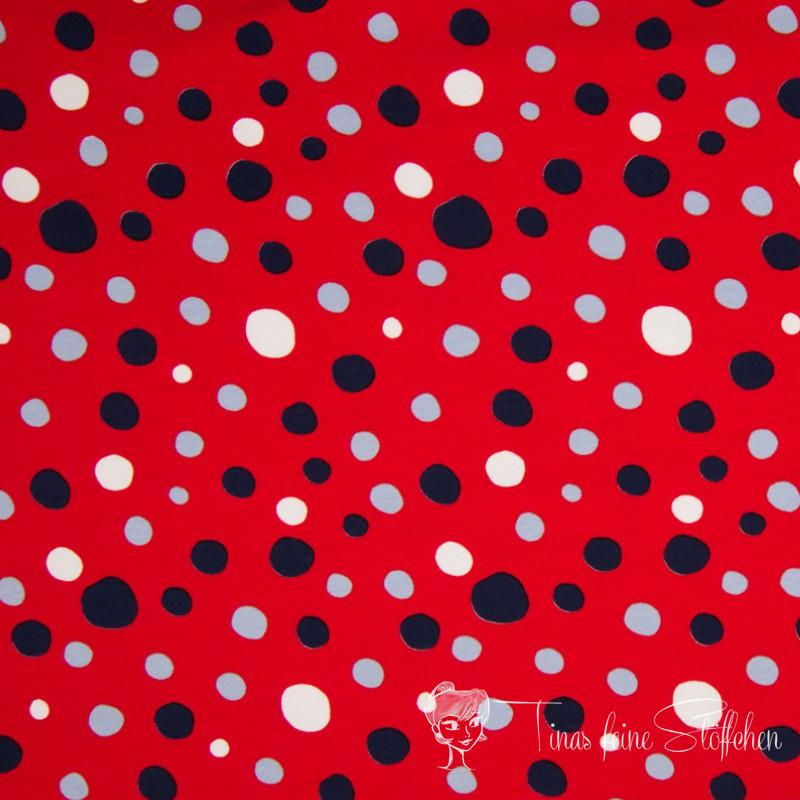 0.5 meter cotton jersey red with dots