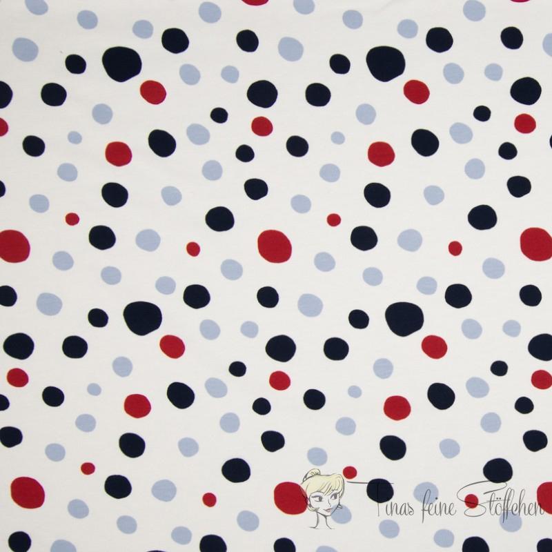 0.5 meter cotton jersey white with dots