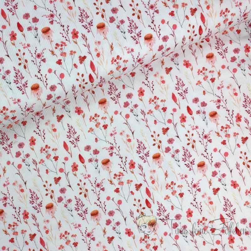 0,5 meter Cotton rip jersey white with spring flower