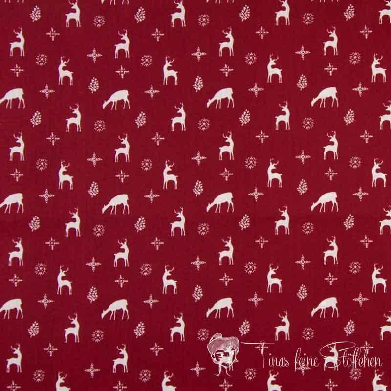 0.5 meter Christmas cotton dark red with reindeer