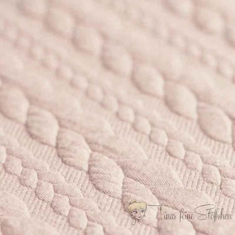 0,5 Meter Jacquard Strickstoff mit Zopfmuster helles beige