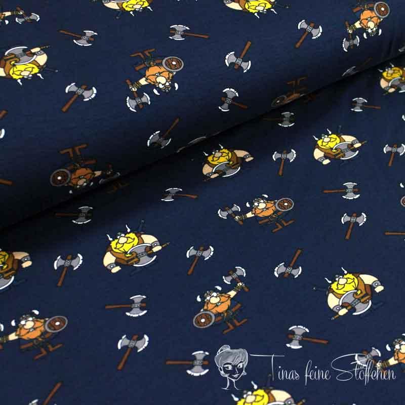 0.5 meter cotton jersey dark blue with Vikings