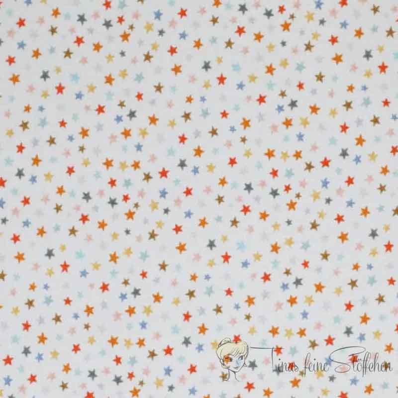 0.5 meter cotton jersey white with colorful stars