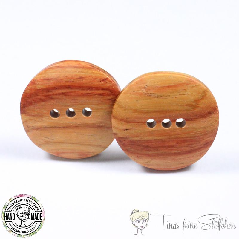 2 pieces handmade Bahia rosewood buttons - 3 holes