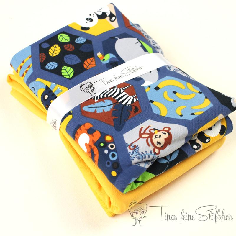 Autumn fabric package yellow with zoo animals