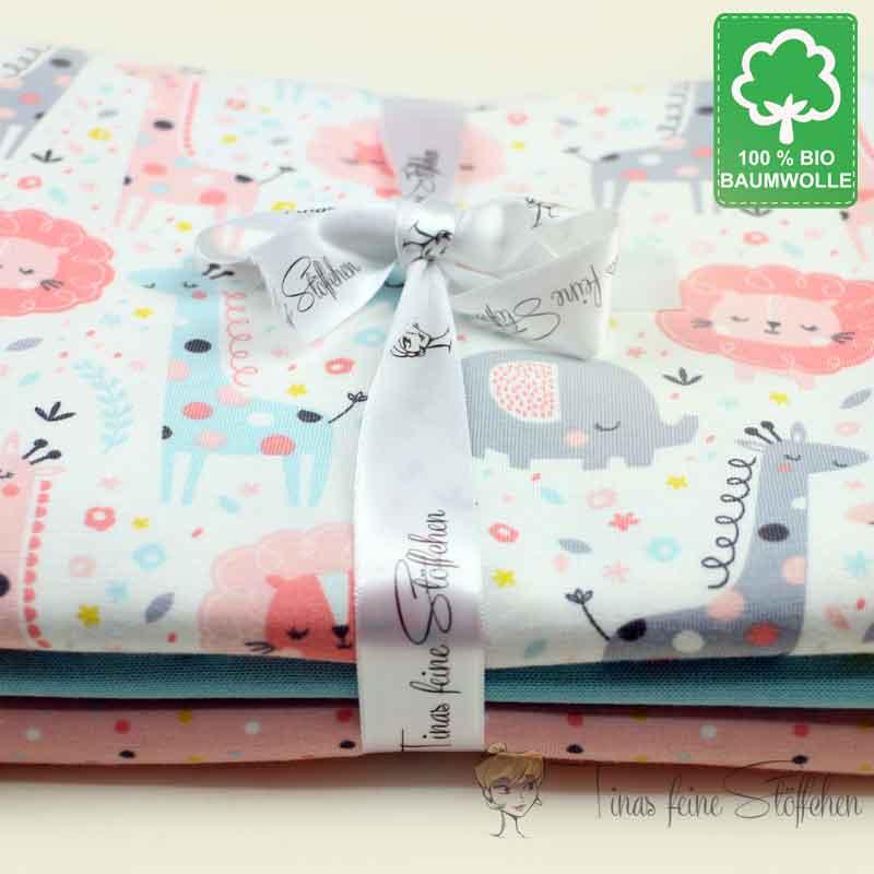 Organic cotton jesery fabric package Jungle rosé