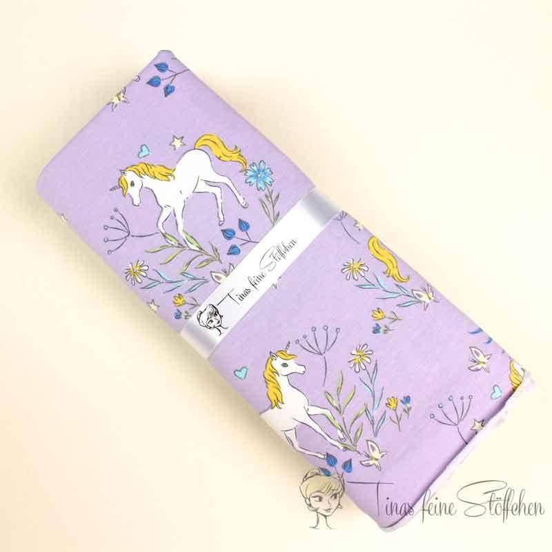 Cotton jesery fabric package lilac with unicorns