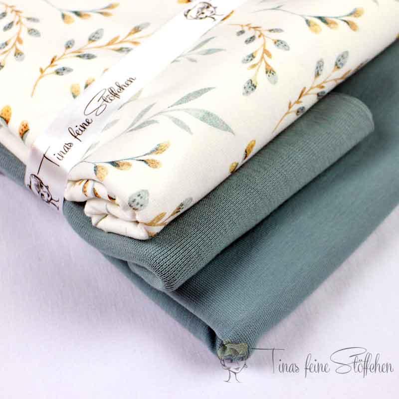 Fabric package with willow branches in sea green